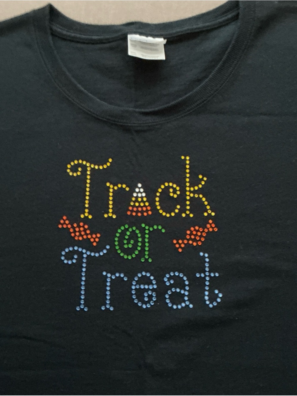 Gildan Black 'Trick or Treat' Rhinestone Tee